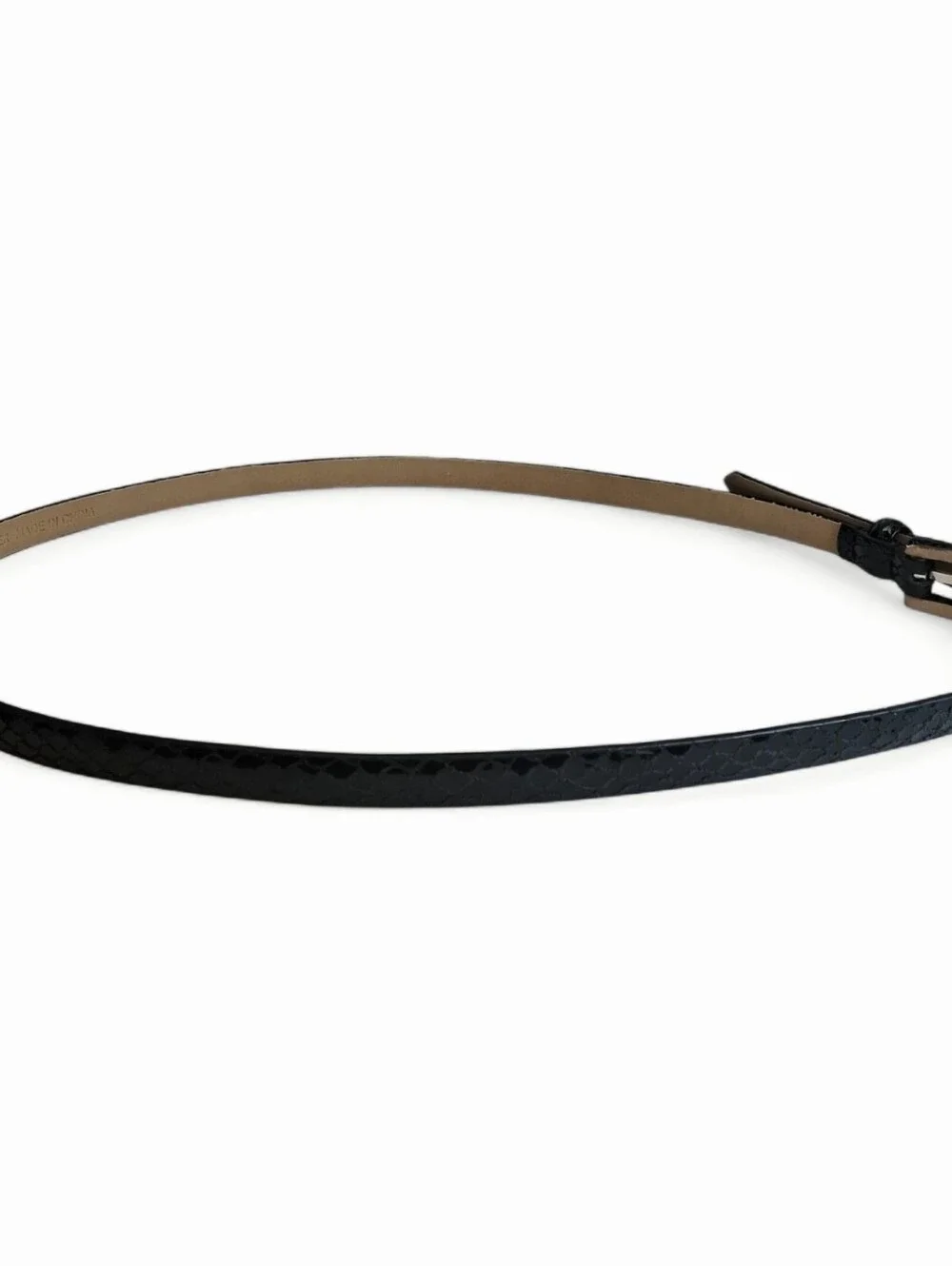 Set of 2 Wmn's Skinny Belts Joan & David Brn Alligator L & Another Line Inc Bk M